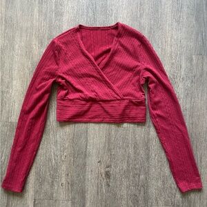 Women's Red Long Sleeve Wrap Top